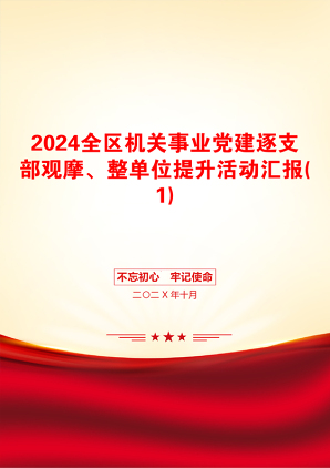 2024全区机关事业党建逐支部观摩、整单位提升活动汇报(1)