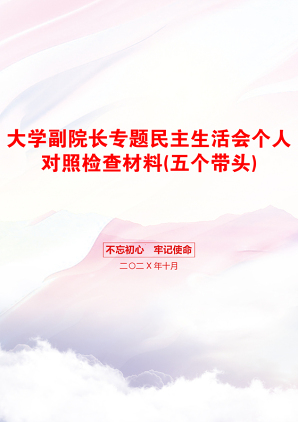 大学副院长专题民主生活会个人对照检查材料(五个带头)