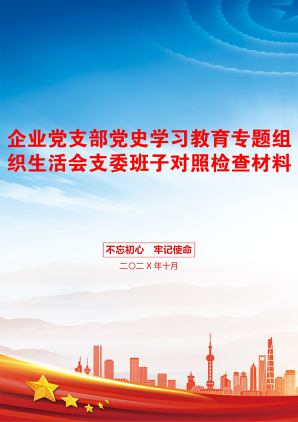 企业党支部党史学习教育专题组织生活会支委班子对照检查材料