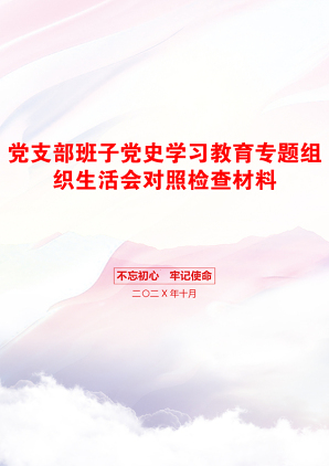 党支部班子党史学习教育专题组织生活会对照检查材料