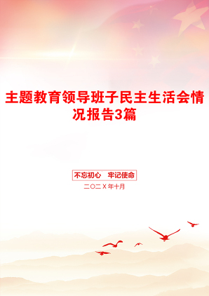 主题教育领导班子民主生活会情况报告3篇