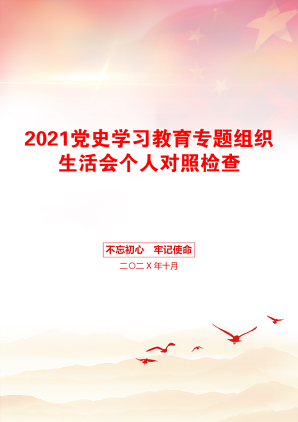 党史学习教育专题组织生活会个人对照检查