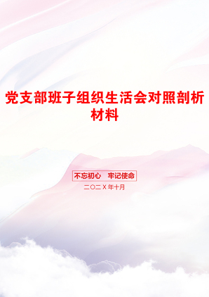 党支部班子组织生活会对照剖析材料