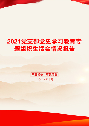 党支部党史学习教育专题组织生活会情况报告