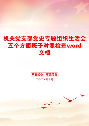 机关党支部党史专题组织生活会五个方面班子对照检查word文档