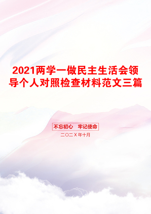 两学一做民主生活会领导个人对照检查材料范文三篇