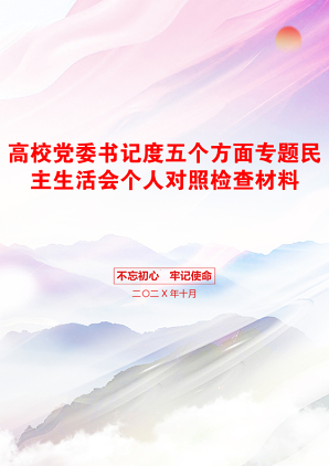 高校党委书记度五个方面专题民主生活会个人对照检查材料