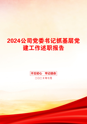 2024公司党委书记抓基层党建工作述职报告