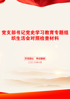 党支部书记党史学习教育专题组织生活会对照检查材料