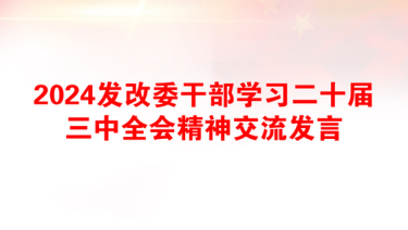 2024发改委干部学习二十届三中全会精神交流发言