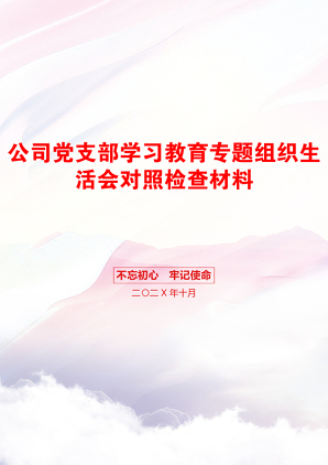 公司党支部学习教育专题组织生活会对照检查材料