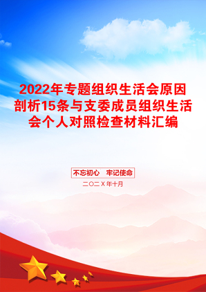 2022年专题组织生活会原因剖析15条与支委成员组织生活会个人对照检查材料汇编