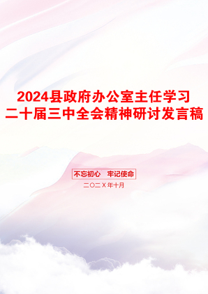 2024县政府办公室主任学习二十届三中全会精神研讨发言稿