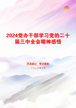 2024党办干部学习党的二十届三中全会精神感悟