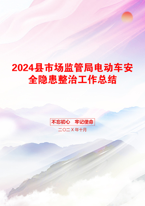 2024县市场监管局电动车安全隐患整治工作总结