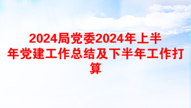 2024局党委2024年上半年党建工作总结及下半年工作打算