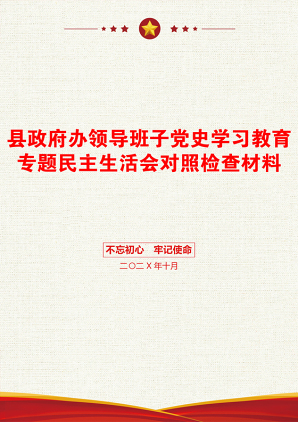 县政府办领导班子党史学习教育专题民主生活会对照检查材料