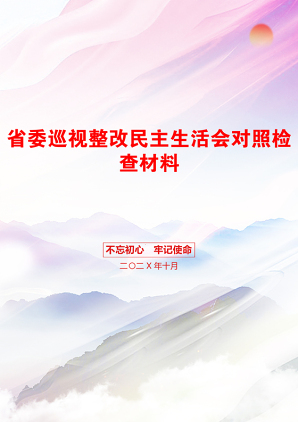 省委巡视整改民主生活会对照检查材料