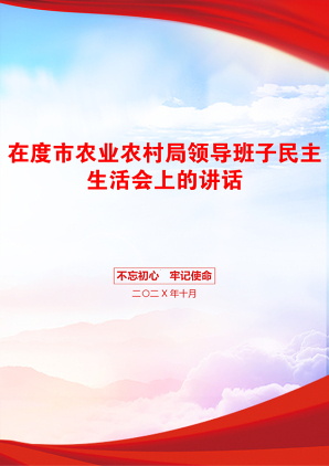 在度市农业农村局领导班子民主生活会上的讲话