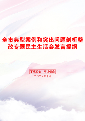 全市典型案例和突出问题剖析整改专题民主生活会发言提纲