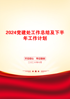 2024党建处工作总结及下半年工作计划