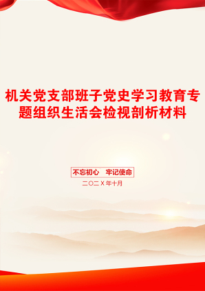 机关党支部班子党史学习教育专题组织生活会检视剖析材料