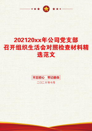 20xx年公司党支部召开组织生活会对照检查材料精选范文