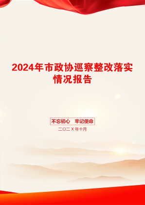 2024年市政协巡察整改落实情况报告