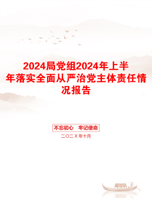 2024局党组2024年上半年落实全面从严治党主体责任情况报告