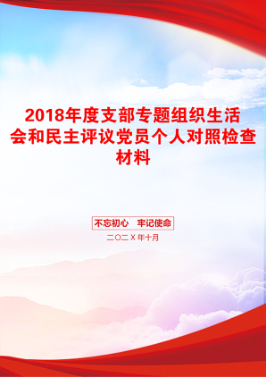 2018年度支部专题组织生活会和民主评议党员个人对照检查材料