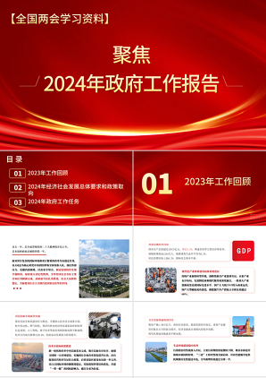 2024两会党课ppt_政府工作报告全文学习党课ppt模板