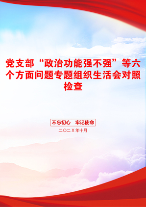 党支部“政治功能强不强”等六个方面问题专题组织生活会对照检查