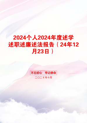 2024个人2024年度述学述职述廉述法报告（24年12月23日）