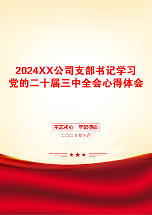 2024XX公司支部书记学习党的二十届三中全会心得体会