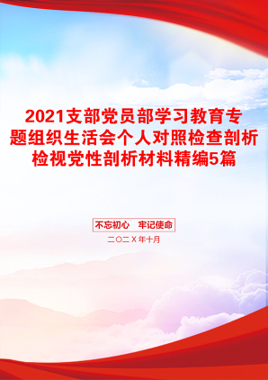 支部党员部学习教育专题组织生活会个人对照检查剖析检视党性剖析材料精编5篇