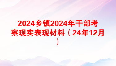 2024乡镇2024年干部考察现实表现材料（24年12月）