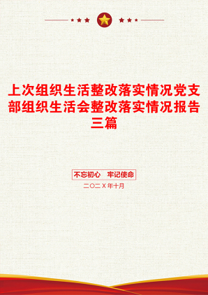 上次组织生活整改落实情况党支部组织生活会整改落实情况报告三篇