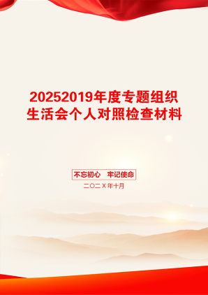 20252019年度专题组织生活会个人对照检查材料