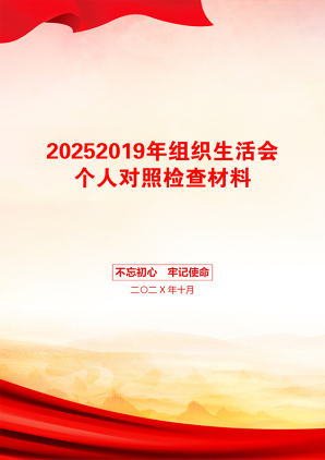 20252019年组织生活会个人对照检查材料