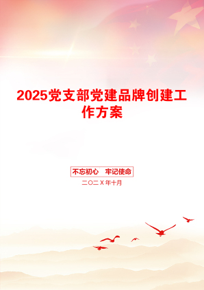 2025党支部党建品牌创建工作方案