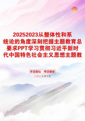 20252023从整体性和系统论的角度深刻把握主题教育总要求PPT学习贯彻习近平新时代中国特色社会主义思想主题教育专题党课(讲稿)