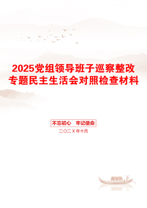 2025党组领导班子巡察整改专题民主生活会对照检查材料