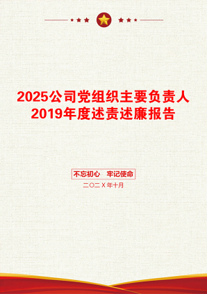 2025公司党组织主要负责人2019年度述责述廉报告