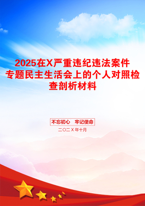 2025在X严重违纪违法案件专题民主生活会上的个人对照检查剖析材料