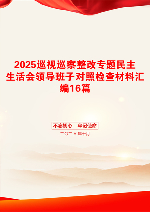 2025巡视巡察整改专题民主生活会领导班子对照检查材料汇编16篇