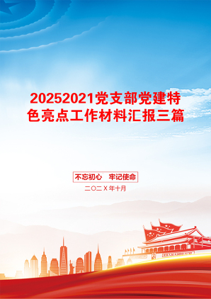 20252021党支部党建特色亮点工作材料汇报三篇