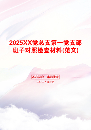 2025XX党总支第一党支部班子对照检查材料(范文)