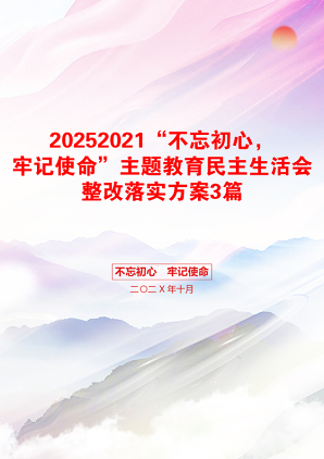 20252021“不忘初心，牢记使命”主题教育民主生活会整改落实方案3篇