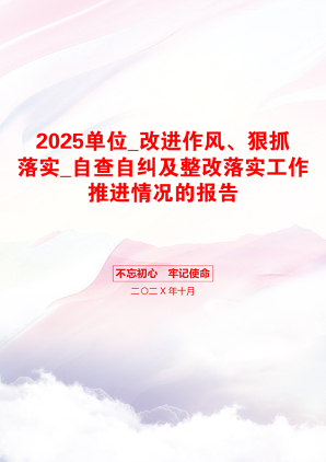 2025单位_改进作风、狠抓落实_自查自纠及整改落实工作推进情况的报告