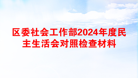 区委社会工作部2024年度民主生活会对照检查材料